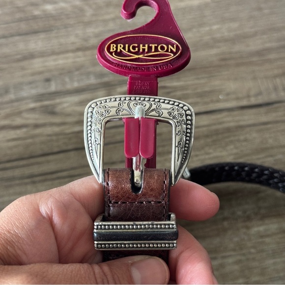 NWT Brighton silver buckle western leather belt size small main image 3